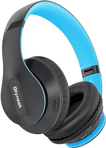 Wireless Bluetooth Headphones Over Ear 65H Playtime HiFi Stereo Headset with Microphone and 6EQ Modes Foldable Bluetooth V6.0 Headphones for Travel Smartphone Computer Laptop - color: Blue