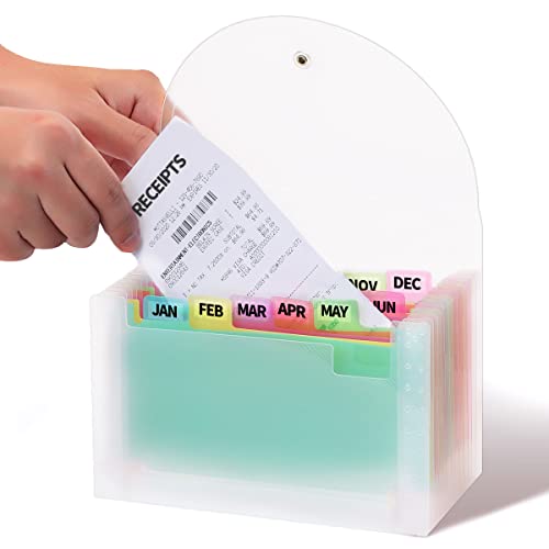 H4D Coupon Receipt Holder, 13 Pocket Accordion File Folder, 7 x 4.5, Color | Polypropylene Plastic, Elastic Button Loop, 6" Expansion, A-Z, Monthly and Blank Tab Labels, Colored Pockets - color: Colored