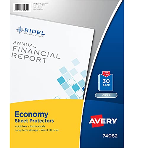 Avery Clear Economy Sheet Protectors, Top Load, 30 Document Protectors (74082)
