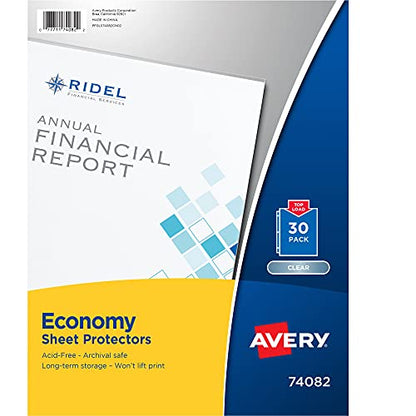 Avery Clear Economy Sheet Protectors, Top Load, 30 Document Protectors (74082)