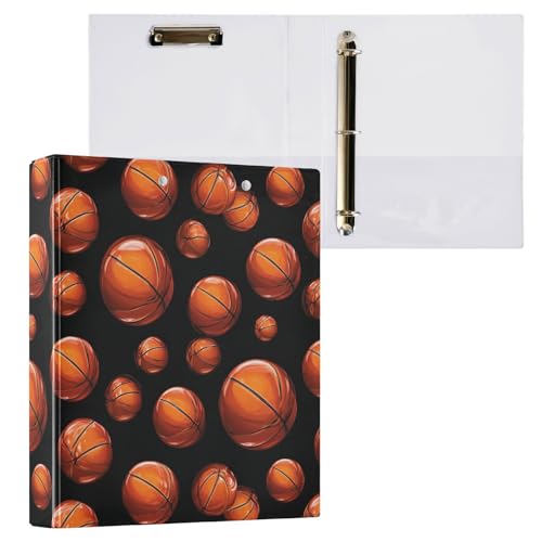 Basketball Ball Round Ring Binders 1.5 Inch 3 Ring Binder with Clipboard Holds 200 Sheets Office Home School - color: Multicolored 10