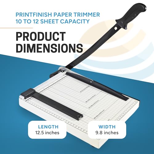 Printfinish Guillotine Paper Cutter - 12" Heavy Duty Paper Cutter with Scoring Board - Paper Slicer with Adjustable Positioning Ruler - Perfect Paper Trimmer and Cardstock Cutter for Office - size: 12 inches