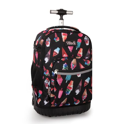 Tilami Rolling Backpack for Kids 18 inch Boys and Girls Laptop Backpack,Ice cream - color: Ice Cream