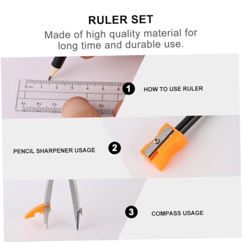 Metal Compass Drawing Tool Set 10pcs Geometry Ruler Kit for Students with Math Drawing Compasses Suitable for School Exams and Drafting Random Color