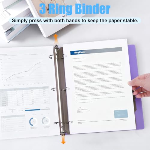 4 Pack 2 Inch 3 Ring Binder, with 5 Double Pocket Tab Dividers Fits | Fits 8.5x11" Letter Size, Holds 400 Sheets, Large Capacity Colorful Three Ring Binder for School, Office, Teacher Supplies - size: 2 Inch Round Ring