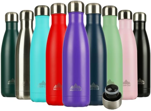 Mont-Clair Stainless Steel Water Bottle, Vacuum insulated - BPA Free, 12h Hot & 24h Cold Drinks, Metal Water Bottle 17 oz Leakproof, Ideal for Adult, Kids, Running - Purple - color: Purple, style: 17 Ounces