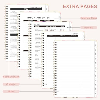 2026 Planner, Weekly and Monthly Calendar Planner Agenda, Jan 2026 - Dec 2026, Planning Academic Book, Office Desk Accessories and School Supplies - A5 (6.3'' x 8.5'') - color: C-Blush Blooms