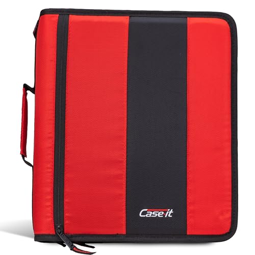 Case-it Classic Zipper Binder | 2-Inch O-Rings, 350 Sheet Capacity, Multiple Storage Pockets & Shoulder Strap | School & Office Organizer | D-251 Fire Engine Red - color: B Fire Engine Red, size: 1 Pack