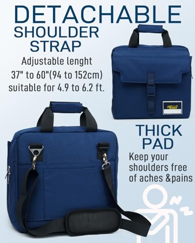 3 Ring Zipper Binder Bag with Handle and Shoulder Strap, 2-Inch O-Ring, Large Laptop Pocket, 5-Tab Expanding File Folder, School Supply Kit (Dark Blue)