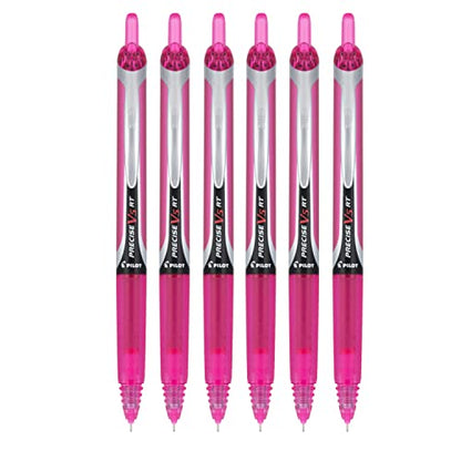 PILOT Precise V5 RT Refillable & Retractable Liquid Ink Rolling Ball Pens, Extra Fine Point (0.5mm), Pink Ink, 6-Pack - color: Pink