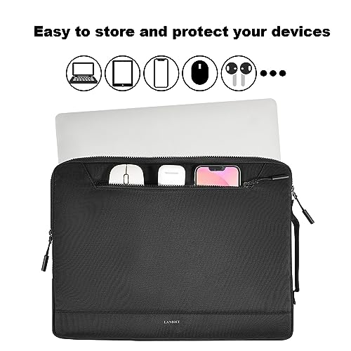 LANDICI 360°Protective Laptop Sleeve Case 14 15 Inch, Waterproof Slim Computer Cover Bag Compatible with MacBook Air M2 15, MacBook Pro 14/15, Chromebook 14/15, Asus vivobook 14, Black - color: Black, size: 14-15 Inch