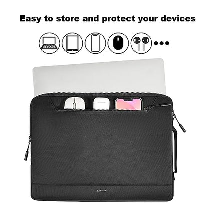 LANDICI 360°Protective Laptop Sleeve Case 14 15 Inch, Waterproof Slim Computer Cover Bag Compatible with MacBook Air M2 15, MacBook Pro 14/15, Chromebook 14/15, Asus vivobook 14, Black - color: Black, size: 14-15 Inch
