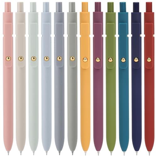 Ddaowanx Gel Pens Set,24 Pcs 0.5mm Retractable Quick Dry Black Ink Pen Bulk | Fine Point Smooth Writing Pens for Nurses and Teachers,Cute Desk Accessories Office&School Supplies,Gifts for Women - color: 24 Pcs Vintage+Morandi-Black Ink
