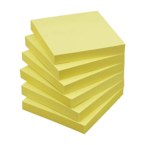 Sticky Notes 3x3 Self-Stick Notes Pads with 6 Bright Colors, Easy to Post for Office, Shool, Home, 6 Pads/Pack, 100 Sheets/Pad (Yellow) - color: Yellow