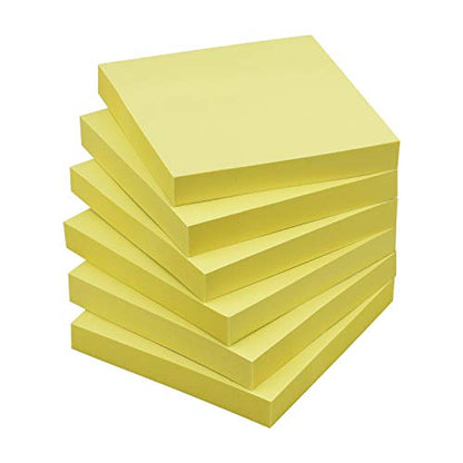 Sticky Notes 3x3 Self-Stick Notes Pads with 6 Bright Colors, Easy to Post for Office, Shool, Home, 6 Pads/Pack, 100 Sheets/Pad (Yellow) - color: Yellow