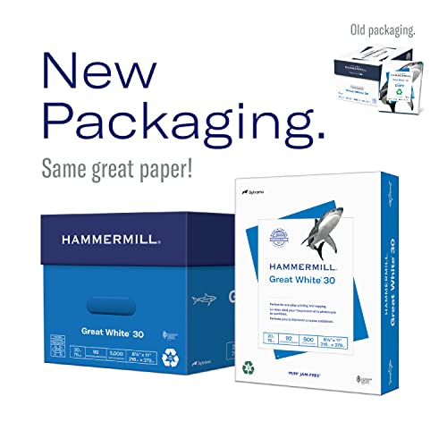Hammermill Printer Paper, Great White 30% Recycled Paper, 8.5 x 14 - 10 Ream (5,000 Sheets) - 92 Bright, Made in the USA, 086704C - size: 10 Ream | 5000 Sheets, style: Legal (8.5x14)