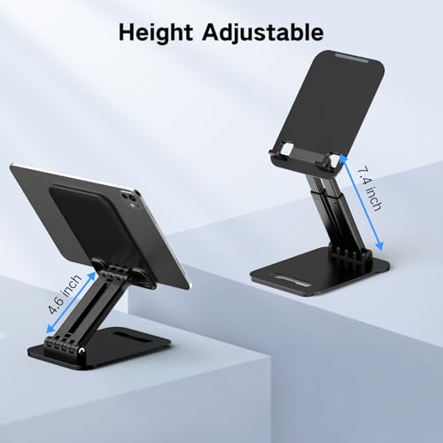 Tonmom Tablet Stand for iPad Holder, Adjustable Tablet Holder for Desk | Foldable Portable Monitor Stand Compatible with 4-16" Tablets Such as Kindle, Switch, iPad Pro/Air/Mini