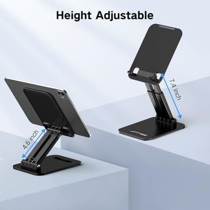Tonmom Tablet Stand for iPad Holder, Adjustable Tablet Holder for Desk | Foldable Portable Monitor Stand Compatible with 4-16" Tablets Such as Kindle, Switch, iPad Pro/Air/Mini