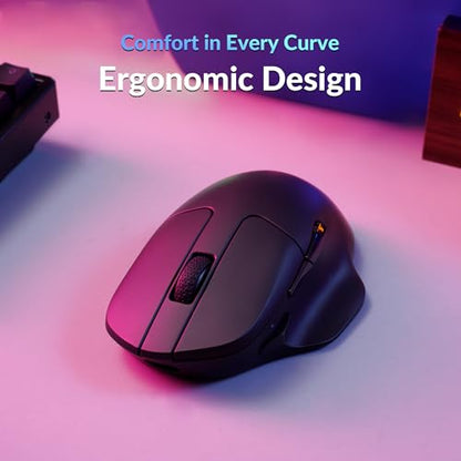 Keychron M7 8K Wireless Mouse, 30K DPI Optical Computer Mice, 2.4 GHz/Bluetooth/Wired with Macro Button 66g Lightweight Ergonomic, Up to 140 Hours Worktime for Laptop macOS/Windows - Black - color: Black, style: 8K Polling Rate