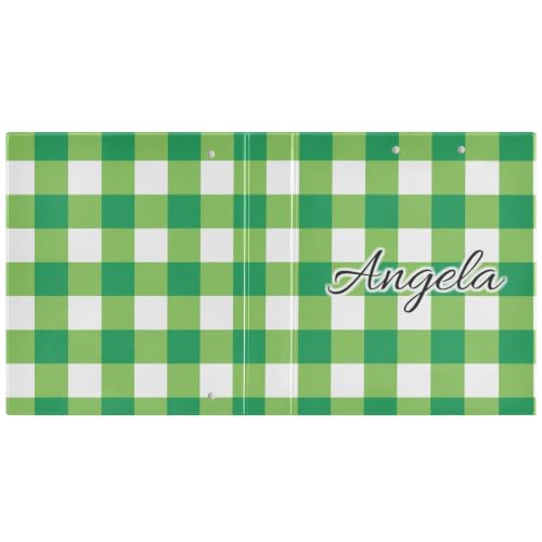 Custom 3 Ring Binder 1.5 Inch Round Rings Green White Checkerboard Personalized Name Binders Organizer Fashion View Binder with 2 Pockets for School Office Supplies - color: Multi17