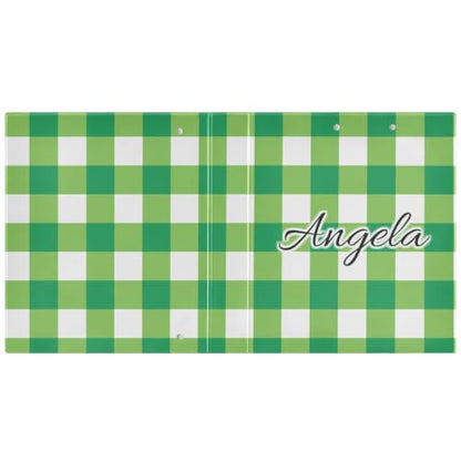 Custom 3 Ring Binder 1.5 Inch Round Rings Green White Checkerboard Personalized Name Binders Organizer Fashion View Binder with 2 Pockets for School Office Supplies - color: Multi17