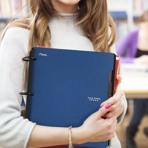 Five Star Flex Refillable Notebook + Study App, College Ruled Paper and 1-1/2 Inch TechLock Ring Binder with Pockets, Tabs and Dividers, 300 Sheet Capacity, Pacific Blue (29324AD2) - color: Pacific Blue, size: 1 Pack