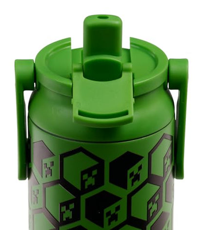Igloo MineCraft Creeper 20 oz Sipper Glow in the Dark Sports Sipper, Stainless Steel Hydration Can with Lid & Straw, Insulated Water Bottle - color: 20 Oz Creeper