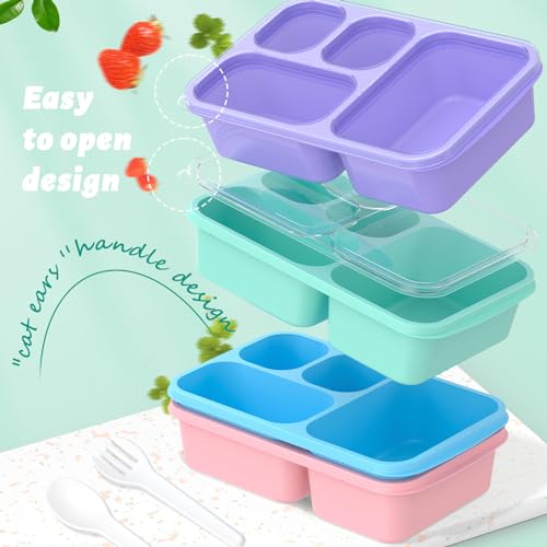Bento Lunch Box - 4 Pack, Snack Box Containers Meal Prep Container Microwave Safe, Lunch Box of 4-Compartment, Bento Box Adult Lunch Box, Dishwasher Safety (PP(B/P/G/P)) - color: PP(B/P/G/P)
