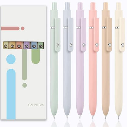 ACEES 6Pcs Gel Pens 0.5mm Fine Point Black Ink Pens With Smooth Writing,Quick Dry Pens For Journaling,Valentines Day Office Writing Supplies for Women Nurse(Macaron) - color: Macaron
