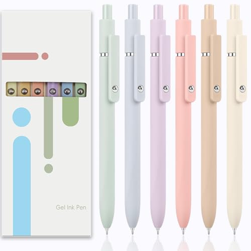 ACEES 6Pcs Gel Pens 0.5mm Fine Point Black Ink Pens With Smooth Writing,Quick Dry Pens For Journaling,Valentines Day Office Writing Supplies for Women Nurse(Macaron) - color: Macaron