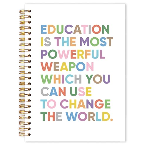 Boho Teachers Spiral Notebooks, End of Year Teacher Appreciation Gifts Journal for Writing, Teacher Office Supplies, Education is the Most Powerful Weapon Notebook, 5.5x8.3 Inch - color: Boho Teachers Spiral