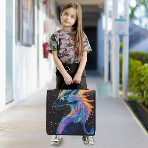 ALAZA Black Colorful Dragon Zipper Binder Bag 3 Ring Binder Large Capacity 1.5 Inch Multi-Pockets Organizer with Shoulder Strap and Handle for School Office Supplies