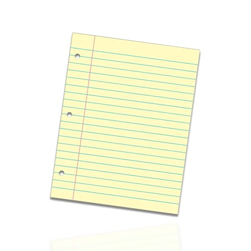 School Smart 3-Hole Punched Filler Paper, 8-1/2 x 11 Inches, Yellow, 100 Sheets