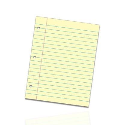School Smart 3-Hole Punched Filler Paper, 8-1/2 x 11 Inches, Yellow, 100 Sheets