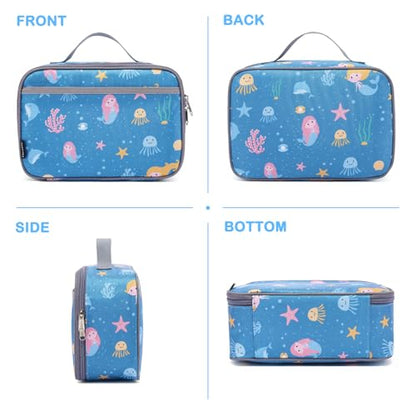 FlowFly Kids Lunch box Insulated Soft Bag Mini Cooler Back to School Thermal Meal Tote Kit for Girls, Boys, Mermaid - color: Mermaid1