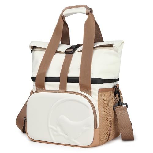SUNNY BIRD Dual Compartment Lunch Bag Insulated Lunch Box for Women and Men (Ivory White 01) - color: Ivory White 01