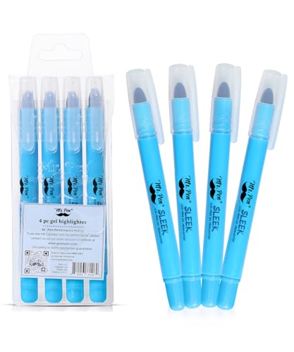 Mr. Pen No Bleed Gel Highlighter, Bible Highlighters, Blue, Pack of 4 | Bible Highlighters and Pens No Bleed, Bible Markers for Study, Journaling, School Supplies and Accessories - color: Blue