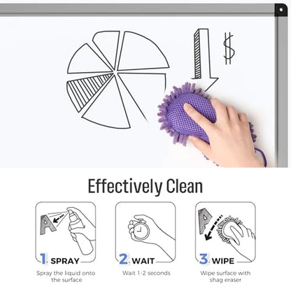 loukin Shag Dry Erase Eraser (3.4 Fl Oz Whiteboard Cleaner Included), Whiteboard Eraser with Suction Cup, Microfiber, Washable, for Classroom, Home and Office Use, Purple - size: Purple