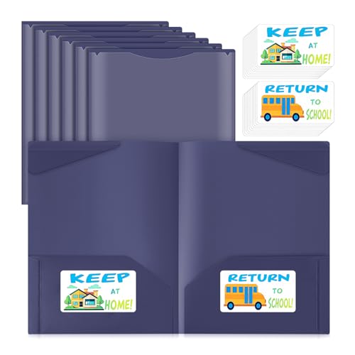 Henoyso 24 Pack Take Home Folders with 2 Pockets and Tabs, Plastic Classroom Communication Homework Folder School-to-Home with Clear Front Pocket for Students Parent Teacher Connector (Dark Blue) - color: Dark Purple