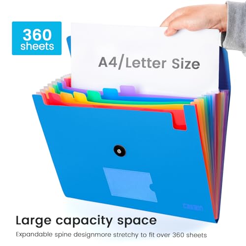 6 Pack Accordion File Organizer Expanding File Folder with 13-Pockets, A4 Letter Size Paper Document Receipt Holder for School Office Supplies