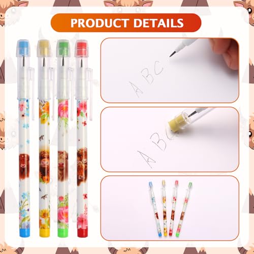 Kolewo4ever 48pcs HB Highland Cow Pencils Kawaii Cute Multipoint Pencil Push Translucent Non Sharpening Stackable Pencils Pop Up Plastic Pencil for Classroom Rewards Carnival Prizes (Highland Cow)
