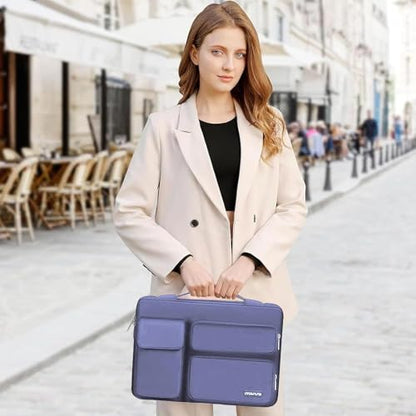 MOSISO 360 Protective Laptop Case 13.3 inch, 13-13.3 inch Laptop Sleeve | Compatible with MacBook Air/Pro 13 / Pro 14, HP Dell ASUS Lenovo,Side Open Bag with 2 Raised&1 Flapover Pockets,Lavender Gray - color: Lavender Gray, size: 13.3 inch