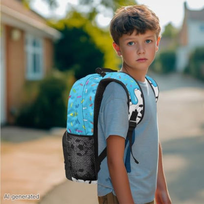 Ice Cream Soccer Ball 3PCS Backpacks for Boys Girls, Lightweight 3 in 1 School Bag with Insulated Lunch Box Pencil Case for Middle High School Students