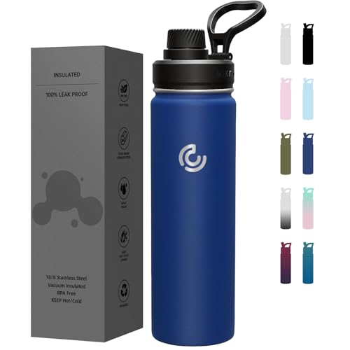 Sports Water Bottle 22oz, Insulated Water Bottle with Handle,Stainless Steel,Simple Modern,Suitable for Travel, School, Boy, Girl(Cobalt) - color: Cobalt, size: 22 Ounces