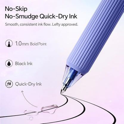 WRITECH Gel Pens Bold Point: 1.0mm Black Ink Retractable 4ct Smooth Writing with Aesthetic Gradient Color Barrel for Journaling Note Taking Silent Click No Smear Nebula Pen Set - color: Black 4