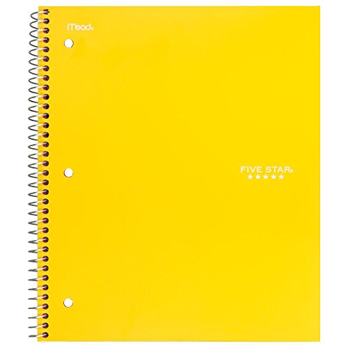 Five Star Spiral Notebook, 3 Subject, Wide Ruled Paper, 150 Sheets, 10-1/2" x 8" Sheet Size, Color Selected For You, 1 Count (05244) - color: Color Selected for You