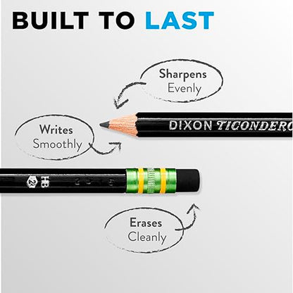 Ticonderoga Wood-Cased Pencils, Unsharpened, #2 HB Soft, Black, 12 Count - size: 12 Count (Pack of 1)