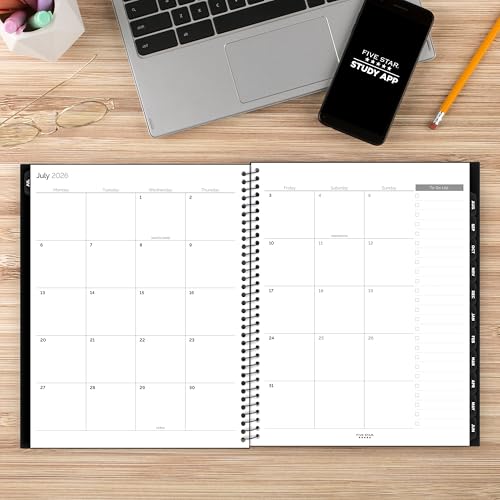 Five Star Planner 2026-2027 Weekly & Monthly Academic 12-Month July-June Advance Student Planner + Study App, 8-1/2" x 11", Black (CAW65905) - color: Black, size: Letter (8.5 x 11 inches), style: 2026-2027