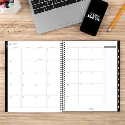 Five Star Planner 2026-2027 Weekly & Monthly Academic 12-Month July-June Advance Student Planner + Study App, 8-1/2" x 11", Black (CAW65905) - color: Black, size: Letter (8.5 x 11 inches), style: 2026-2027