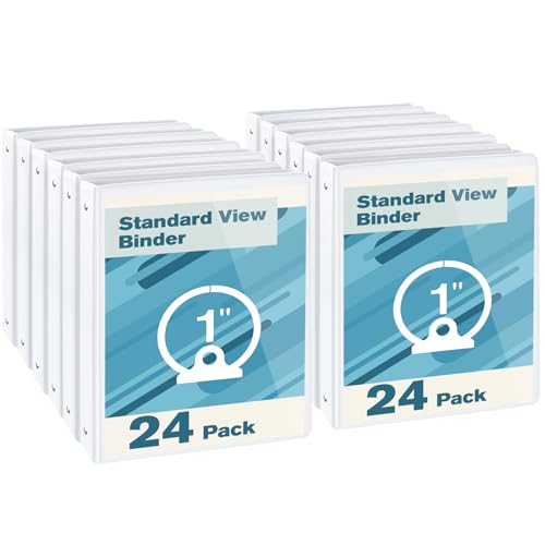CIXILDTS 1-inch Round Ring Binder with 150+ Paper Capacity, White, 24-Pack - color: White, size: 1", style: 24-Pack
